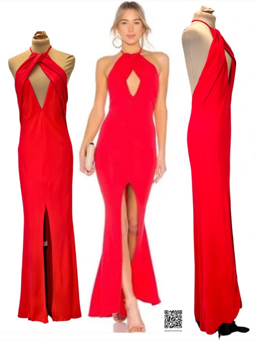 Large NWT - Revolve: Lovers + Friends Red Keyhole Halter Backless Dress - Rosa - Picture 8 of 8